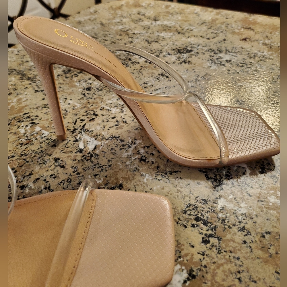 Faux Leather Open-Toe Stiletto Heels (runs small) - Picture 4 of 7